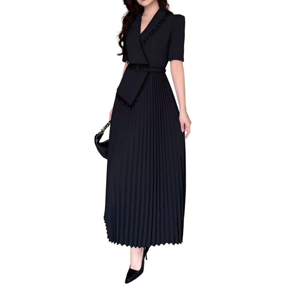 Burryco Womens  Short Sleeve Midi Dress, Black